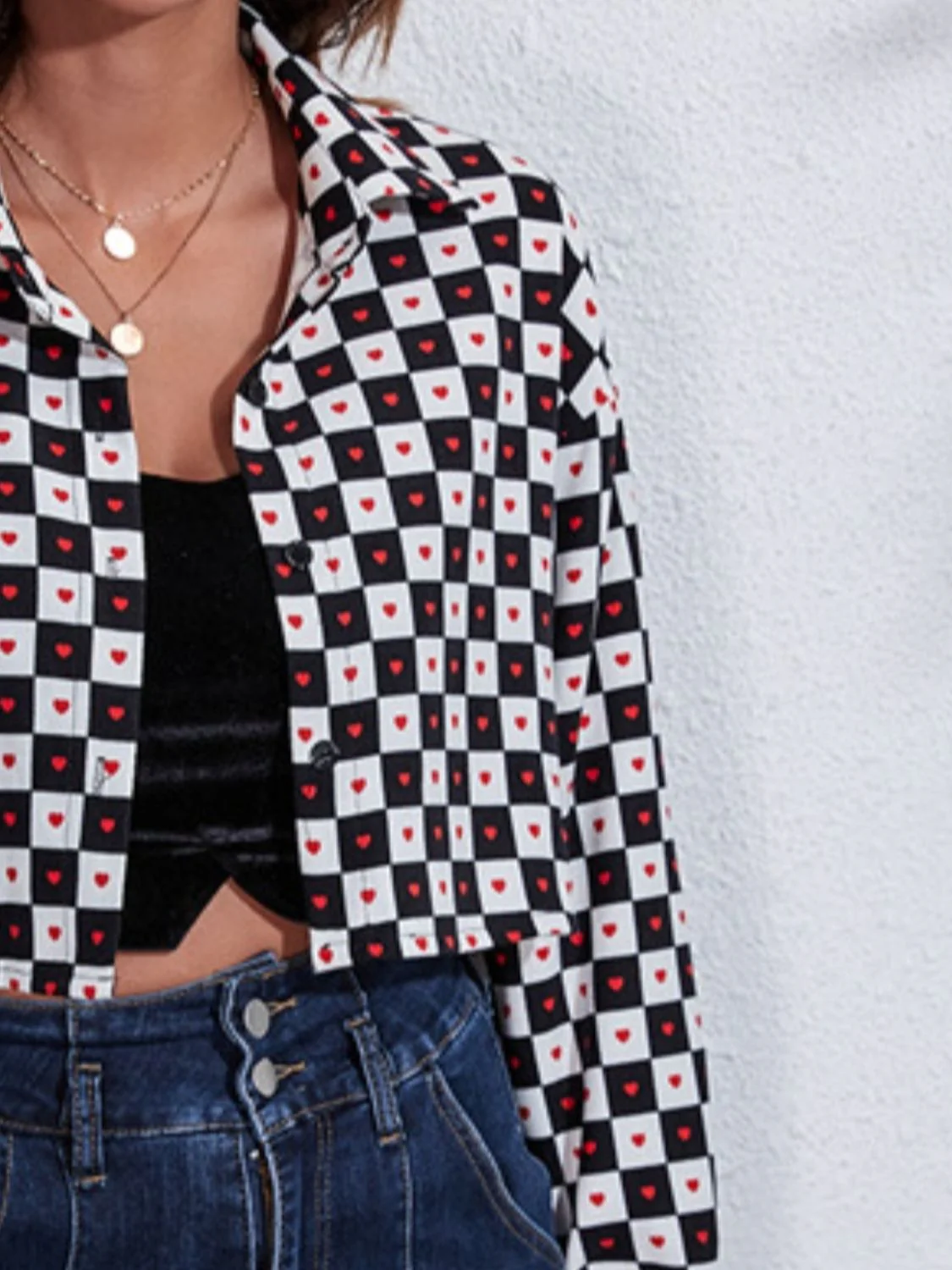 Button Down Printed Cropped Jacket - Image 21