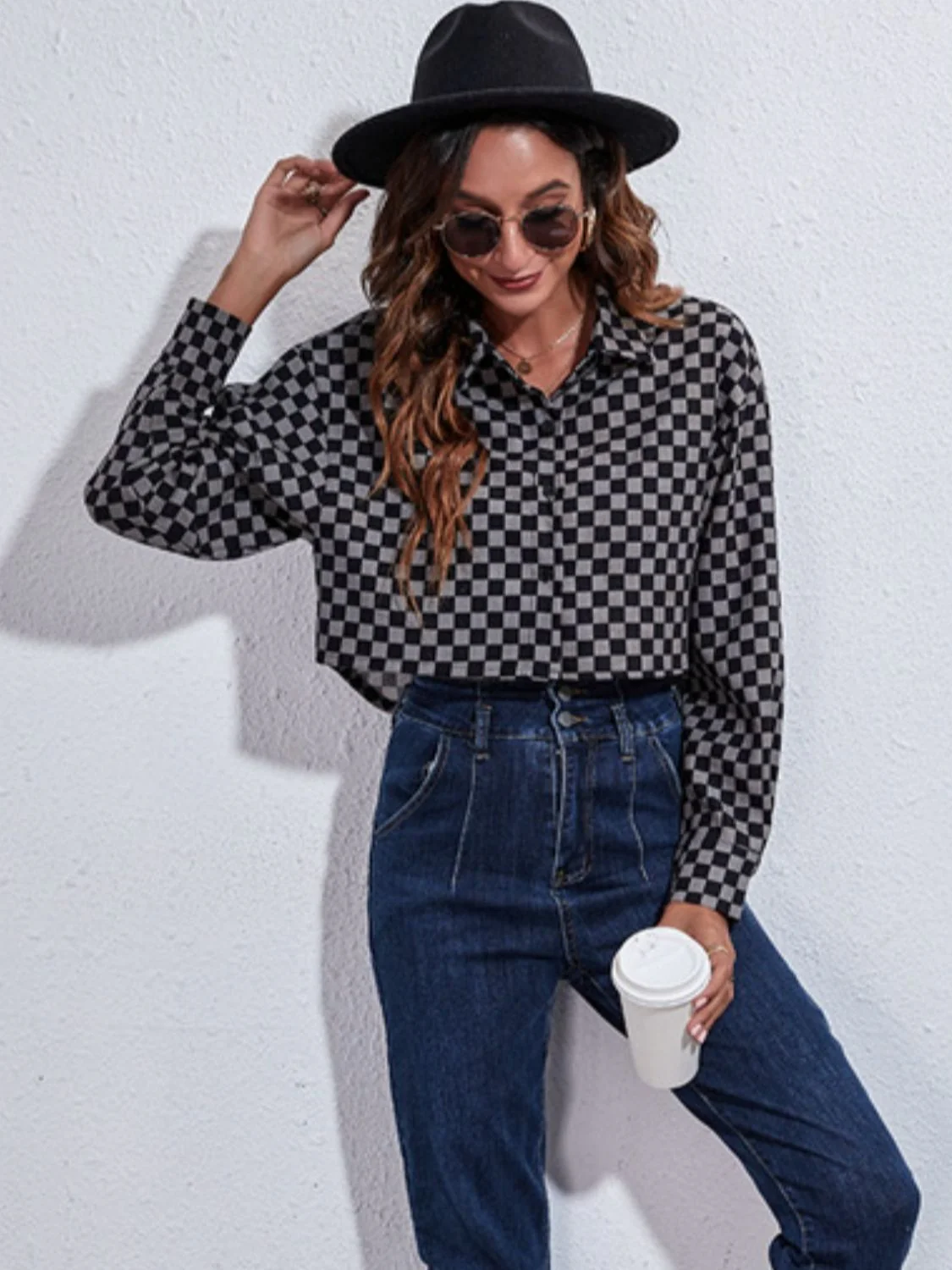 Button Down Printed Cropped Jacket - Image 3