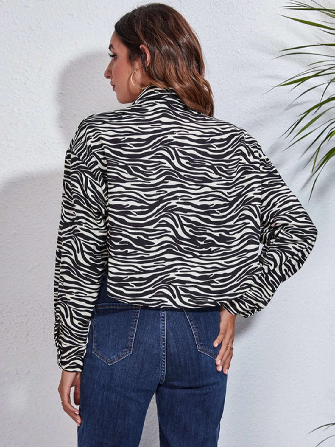 Button Down Printed Cropped Jacket - Image 6