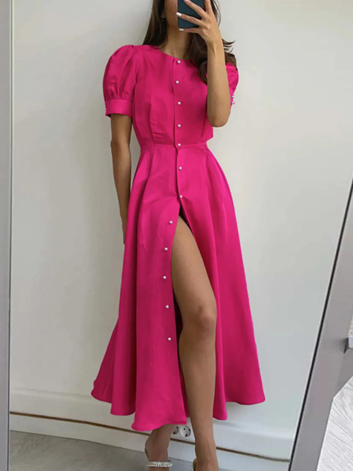 Button Down Short Sleeve Dress - Image 2