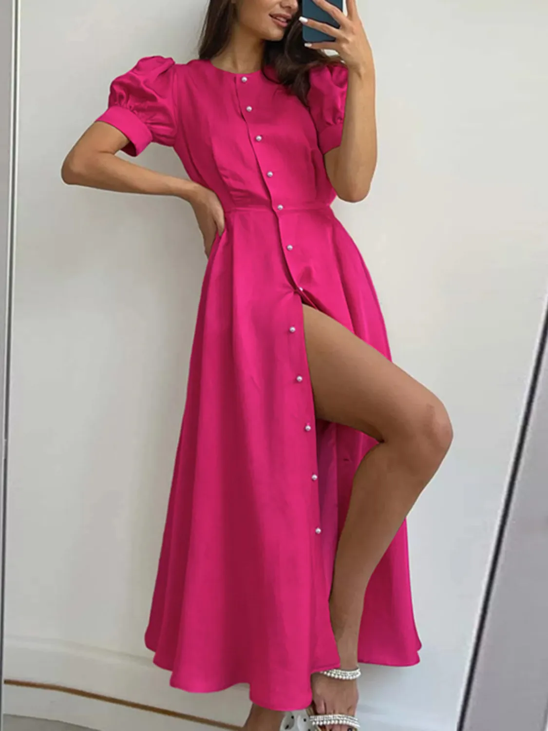 Button Down Short Sleeve Dress - Image 3