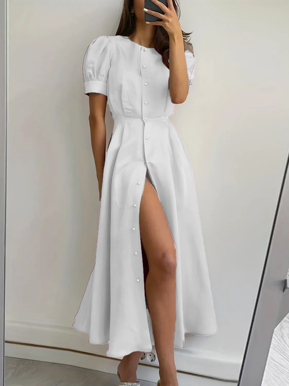 Button Down Short Sleeve Dress - Image 4