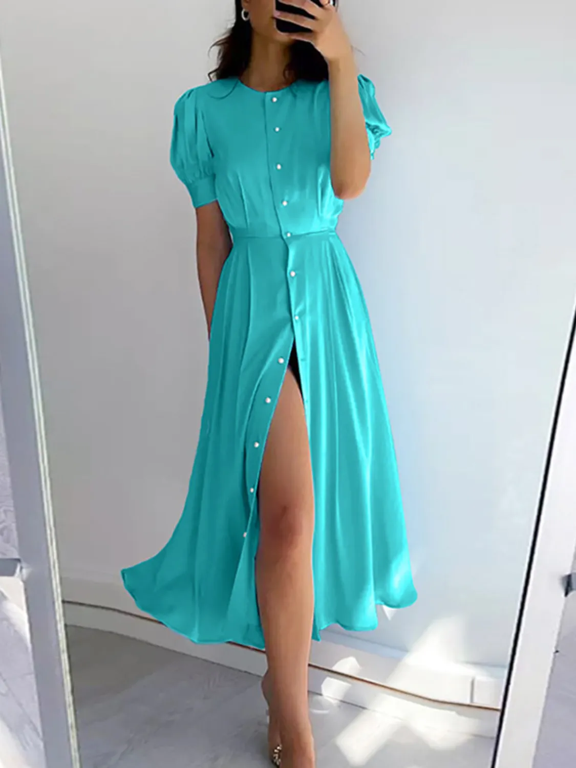 Button Down Short Sleeve Dress - Image 6