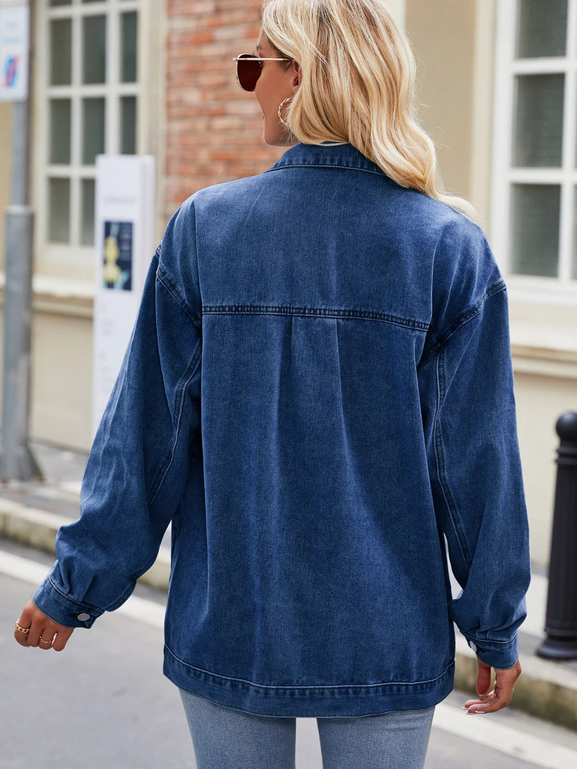 Button Up Denim Jacket with Pockets - Image 12