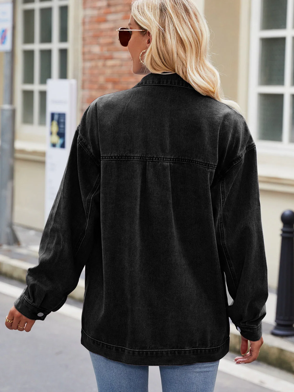 Button Up Denim Jacket with Pockets - Image 16