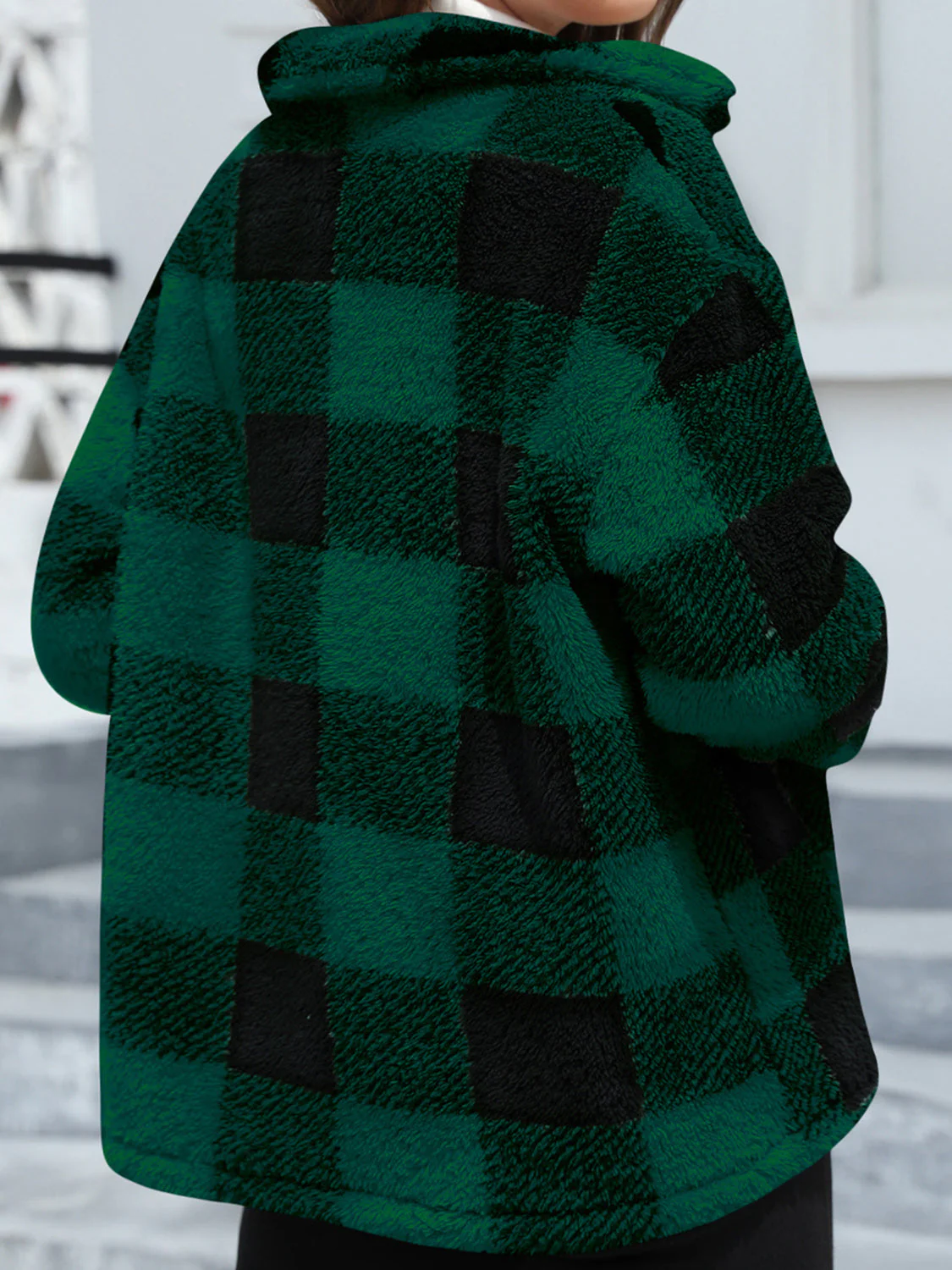 Button Up Drop Shoulder Fuzzy Jacket - Image 10