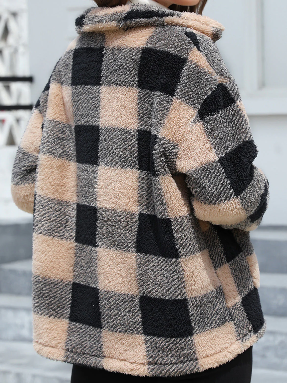 Button Up Drop Shoulder Fuzzy Jacket - Image 12