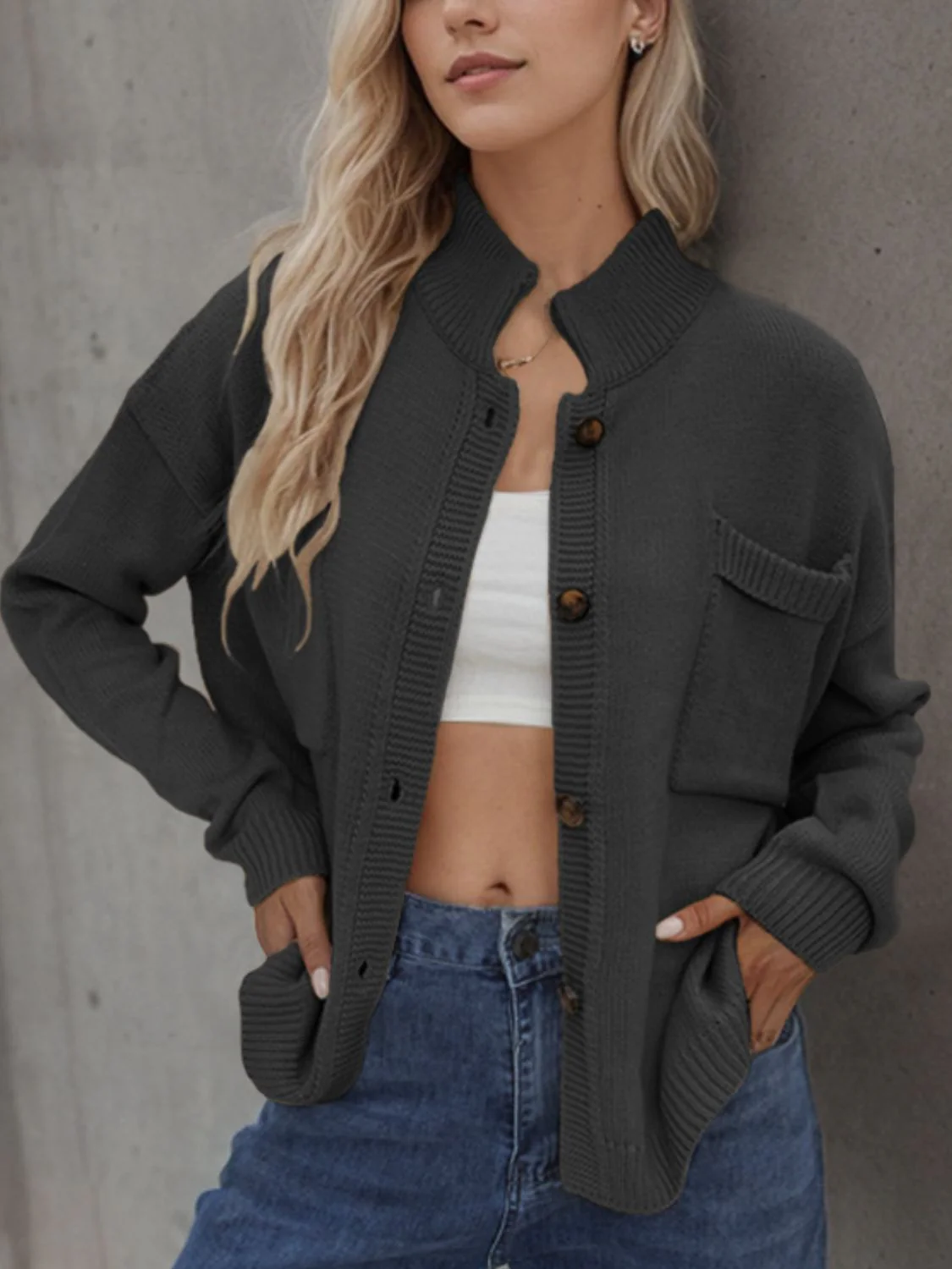 Button Up Long Sleeve Cardigan - Image 9