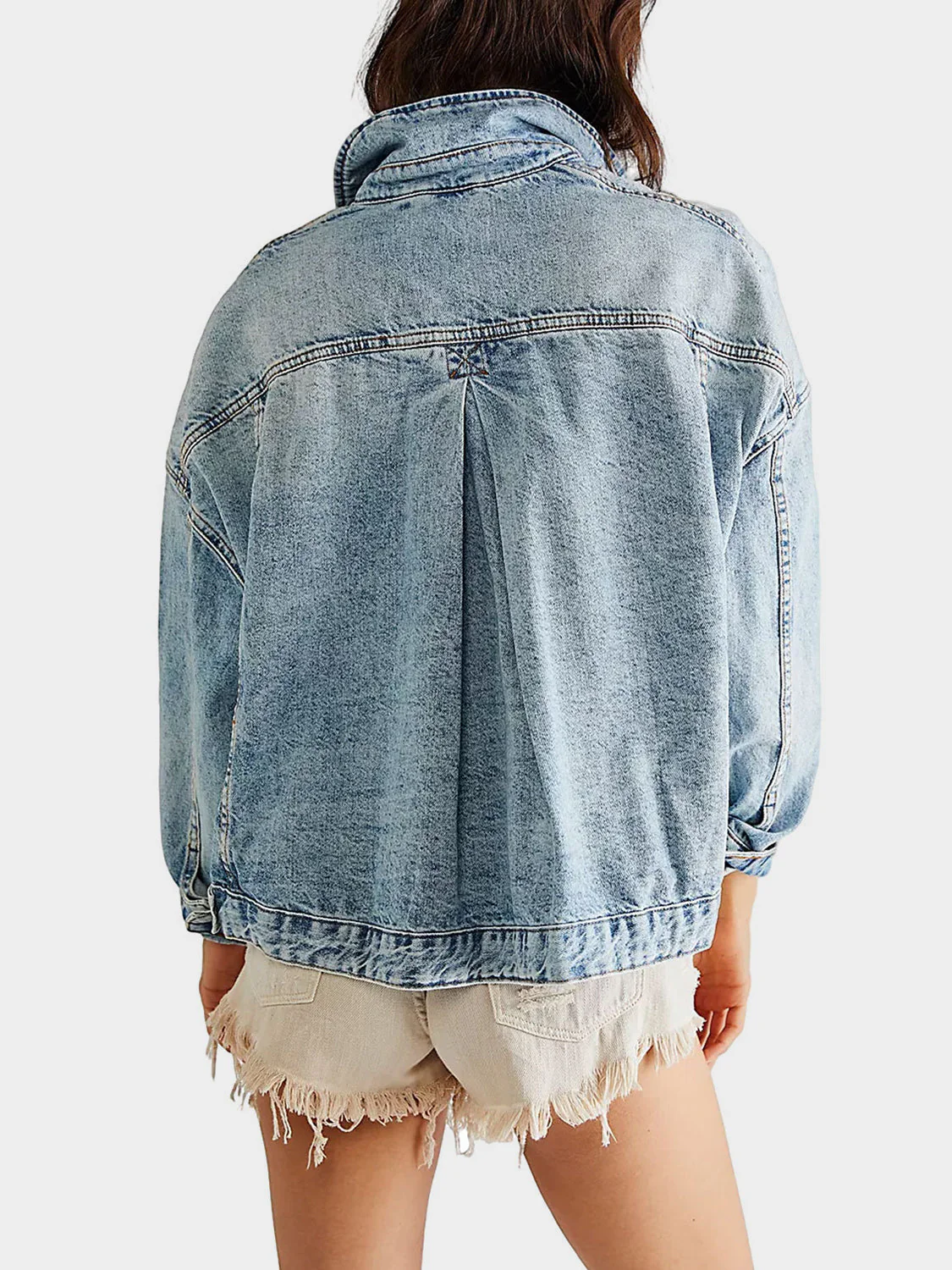 Button Up Long Sleeve Denim Jacket - Image 2