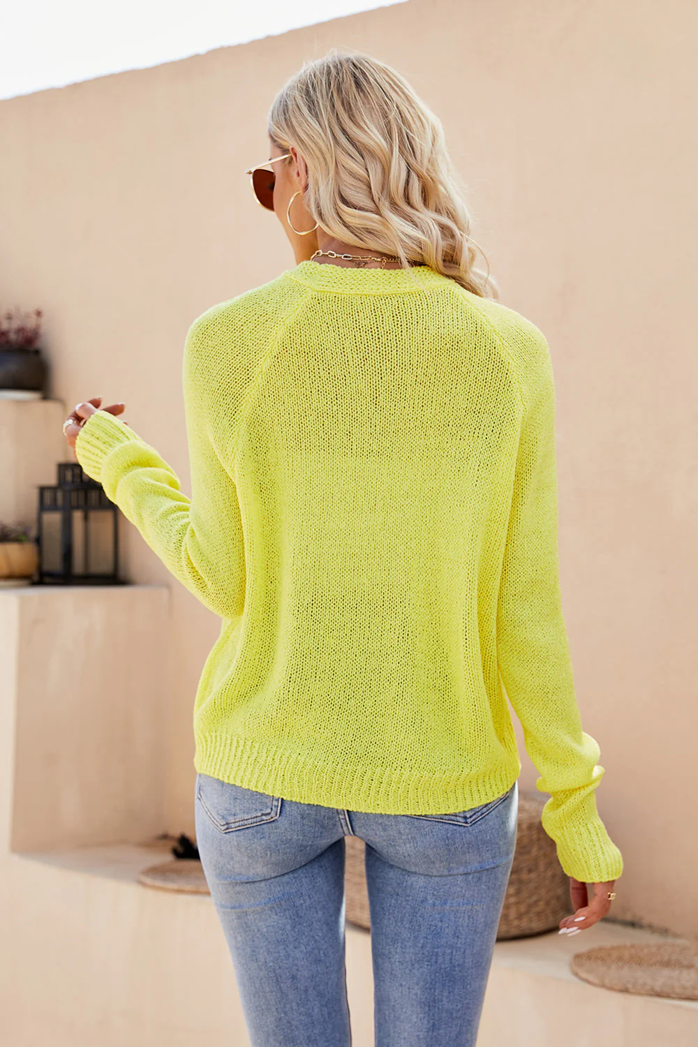 Button Up V-Neck Long Sleeve Cardigan - Image 9