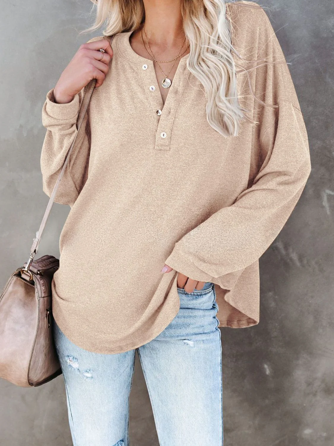 Buttoned Drop Shoulder Top - Image 10