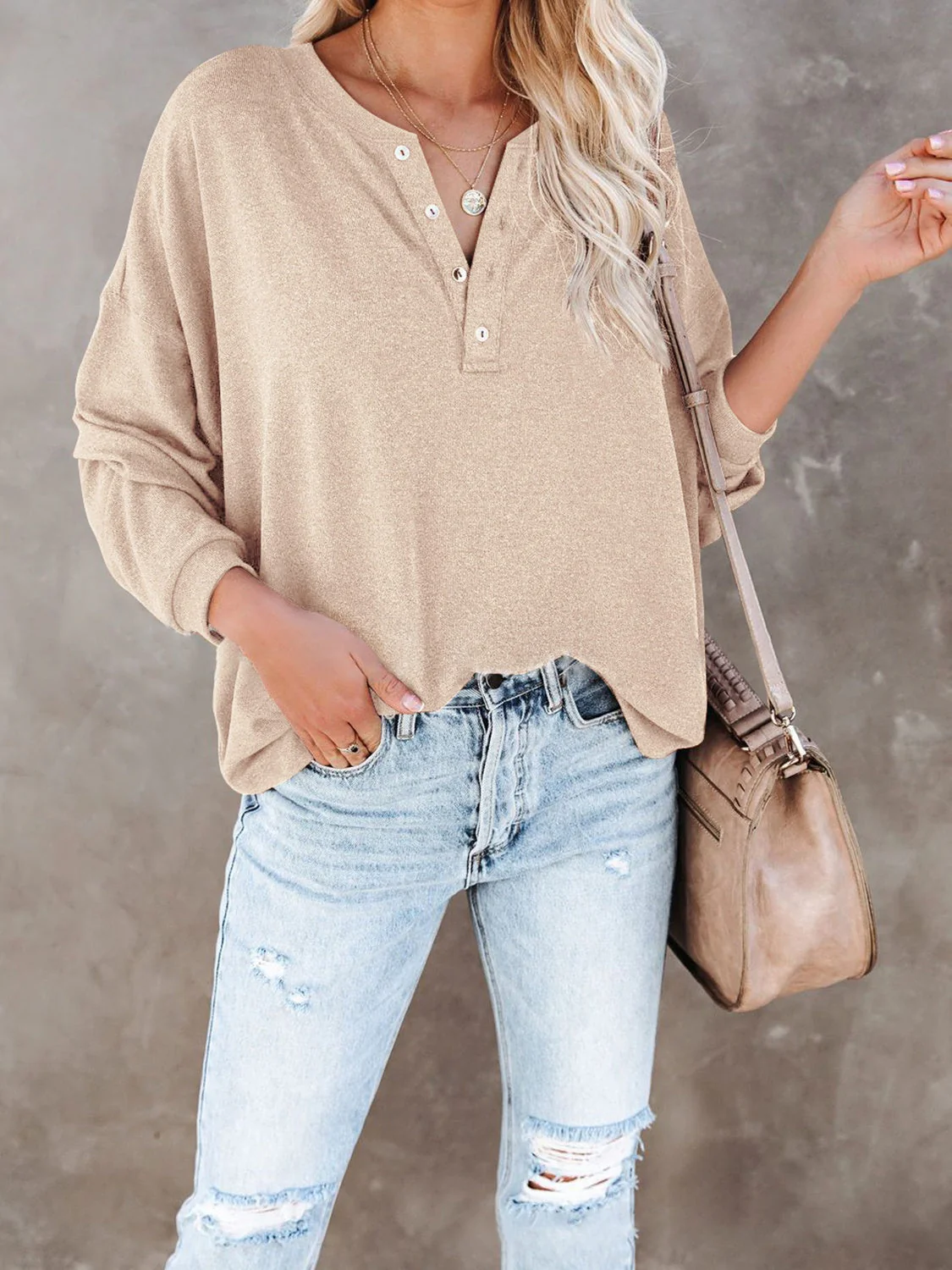 Buttoned Drop Shoulder Top - Image 11