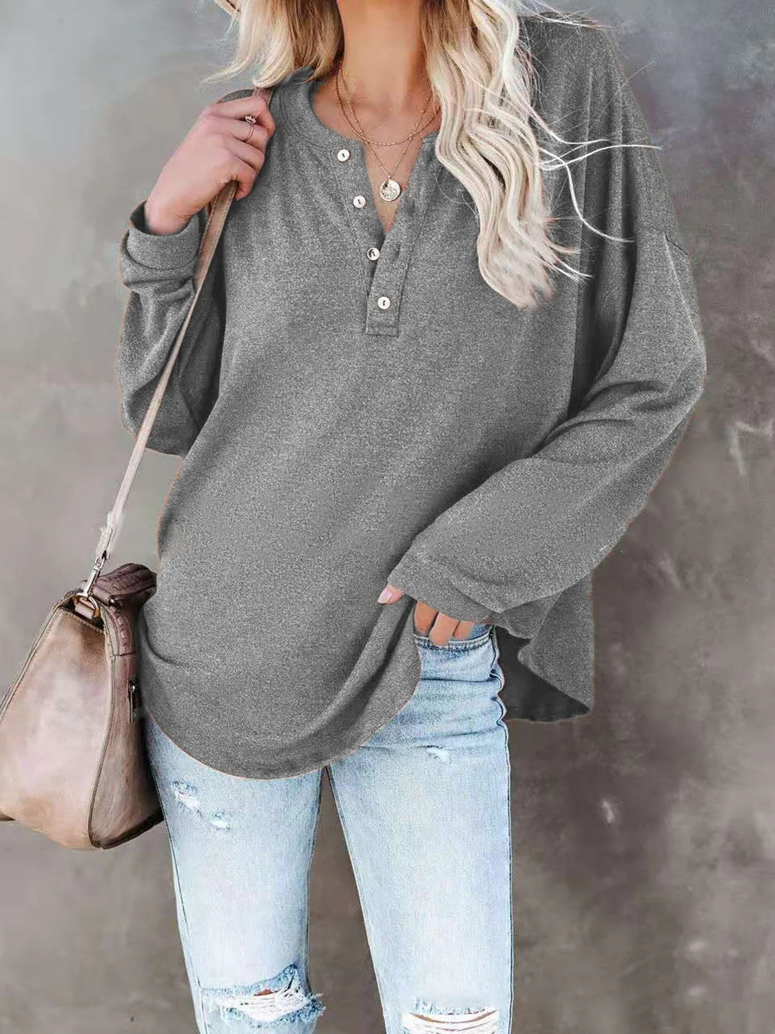 Buttoned Drop Shoulder Top - Image 13