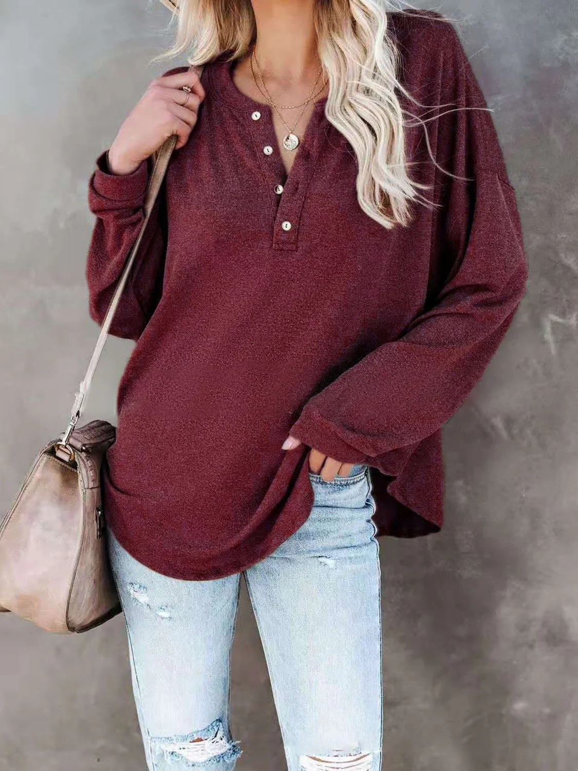 Buttoned Drop Shoulder Top - Image 18