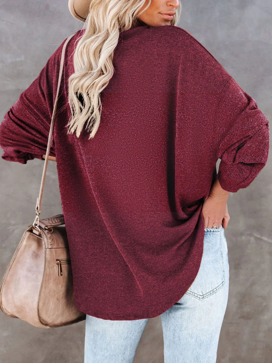 Buttoned Drop Shoulder Top - Image 2