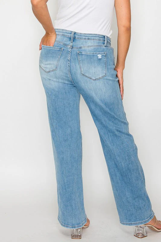bytos Full Size Distressed High Rise Straight Jeans - Image 11
