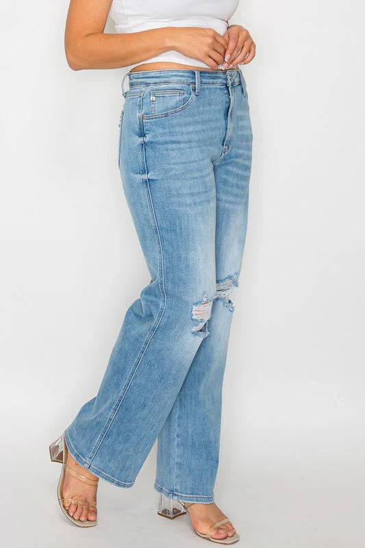 bytos Full Size Distressed High Rise Straight Jeans - Image 12