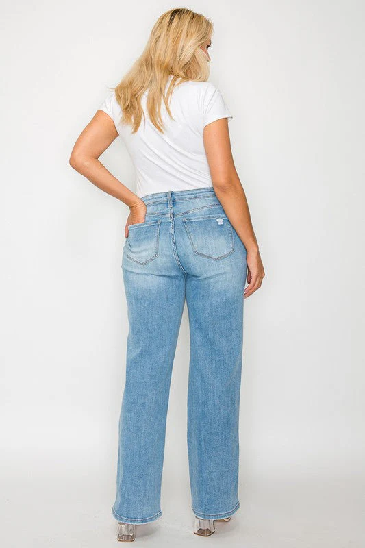 bytos Full Size Distressed High Rise Straight Jeans - Image 13