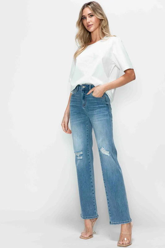 bytos Full Size Distressed High Rise Straight Jeans - Image 2