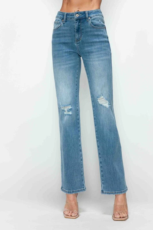bytos Full Size Distressed High Rise Straight Jeans - Image 6
