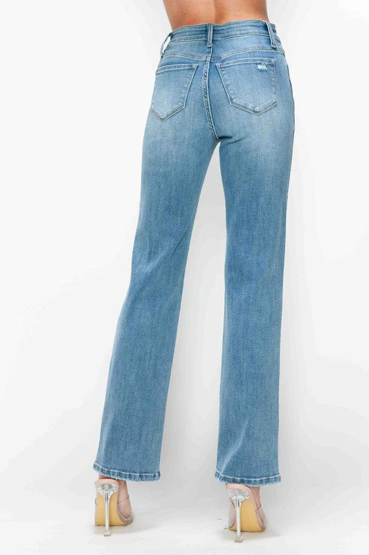bytos Full Size Distressed High Rise Straight Jeans - Image 7