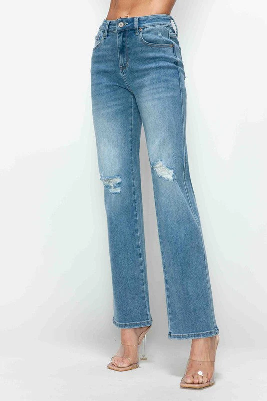 bytos Full Size Distressed High Rise Straight Jeans - Image 9