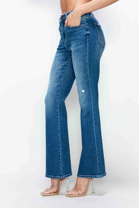 bytos Full Size High Rise Bootcut Jeans with Pockets - Image 7