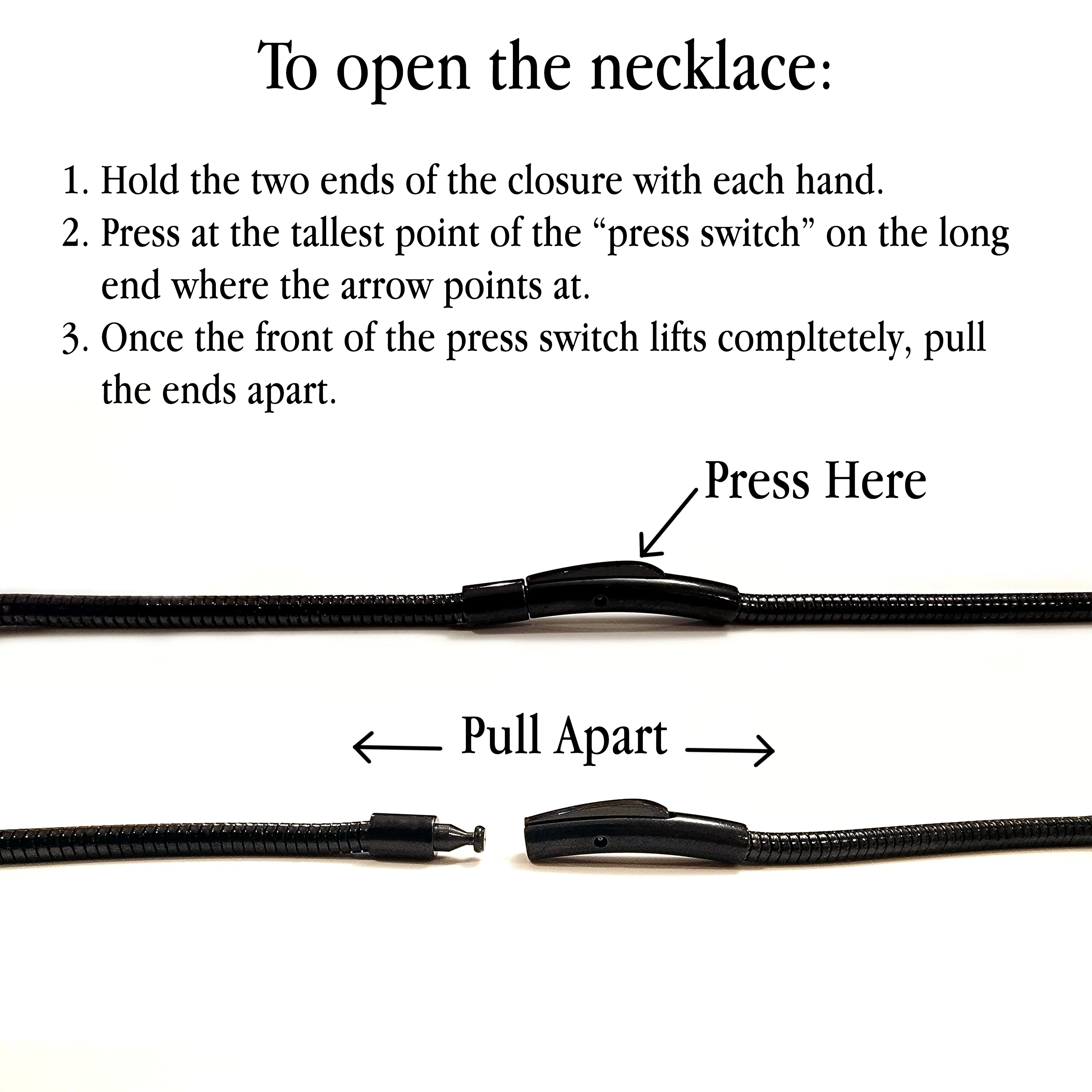 C062B B.Tiff Press Lock Thick Black Steel Coil Chain Necklace by B.Tiff New York - Image 3