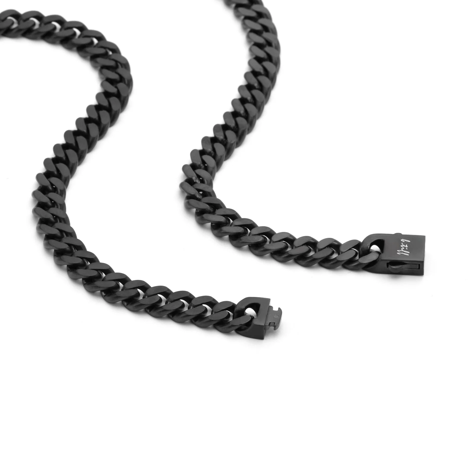 C138B B.Tiff 8mm Black Flat Cuban Link Necklace by B.Tiff New York - Image 3