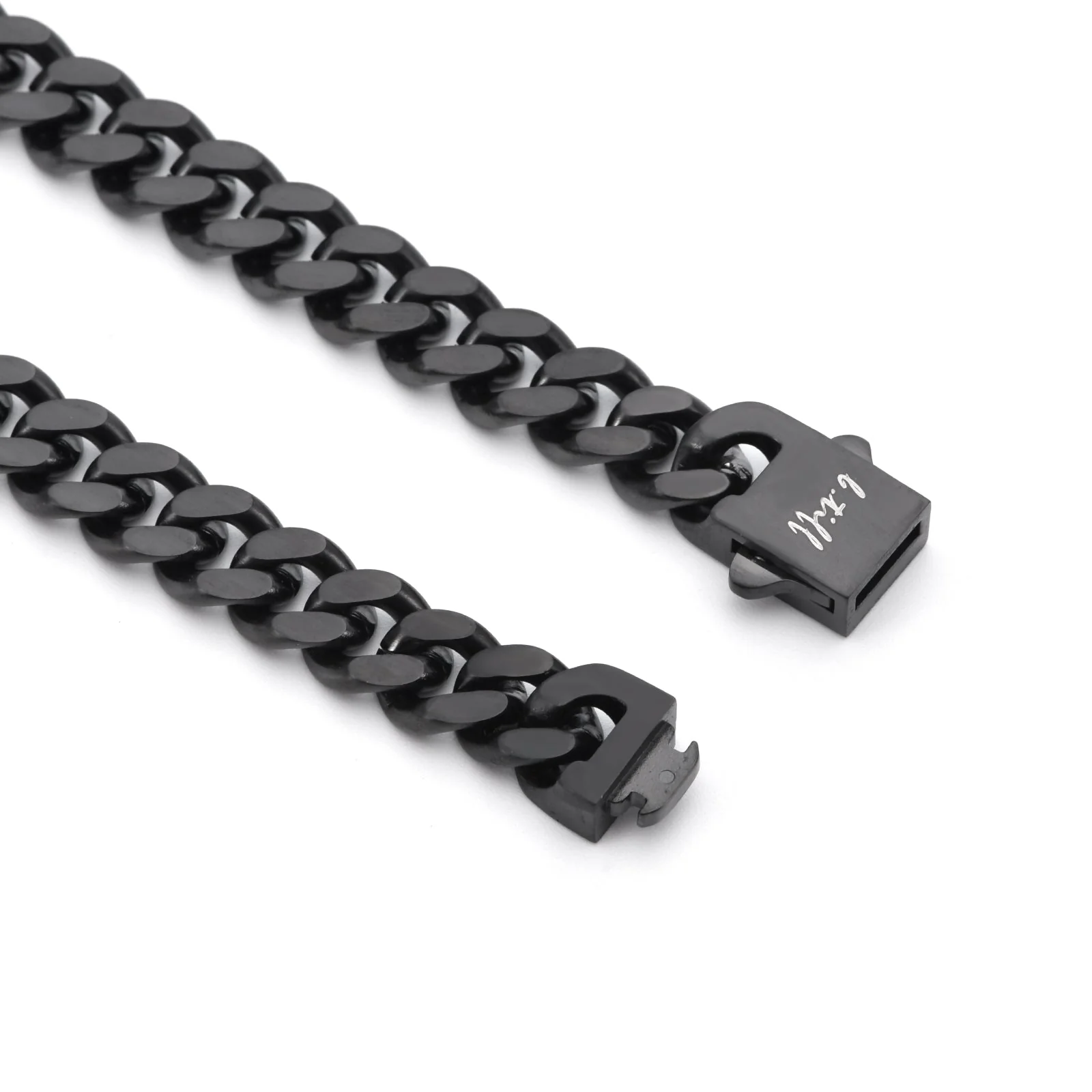 C138B B.Tiff 8mm Black Flat Cuban Link Necklace by B.Tiff New York - Image 4