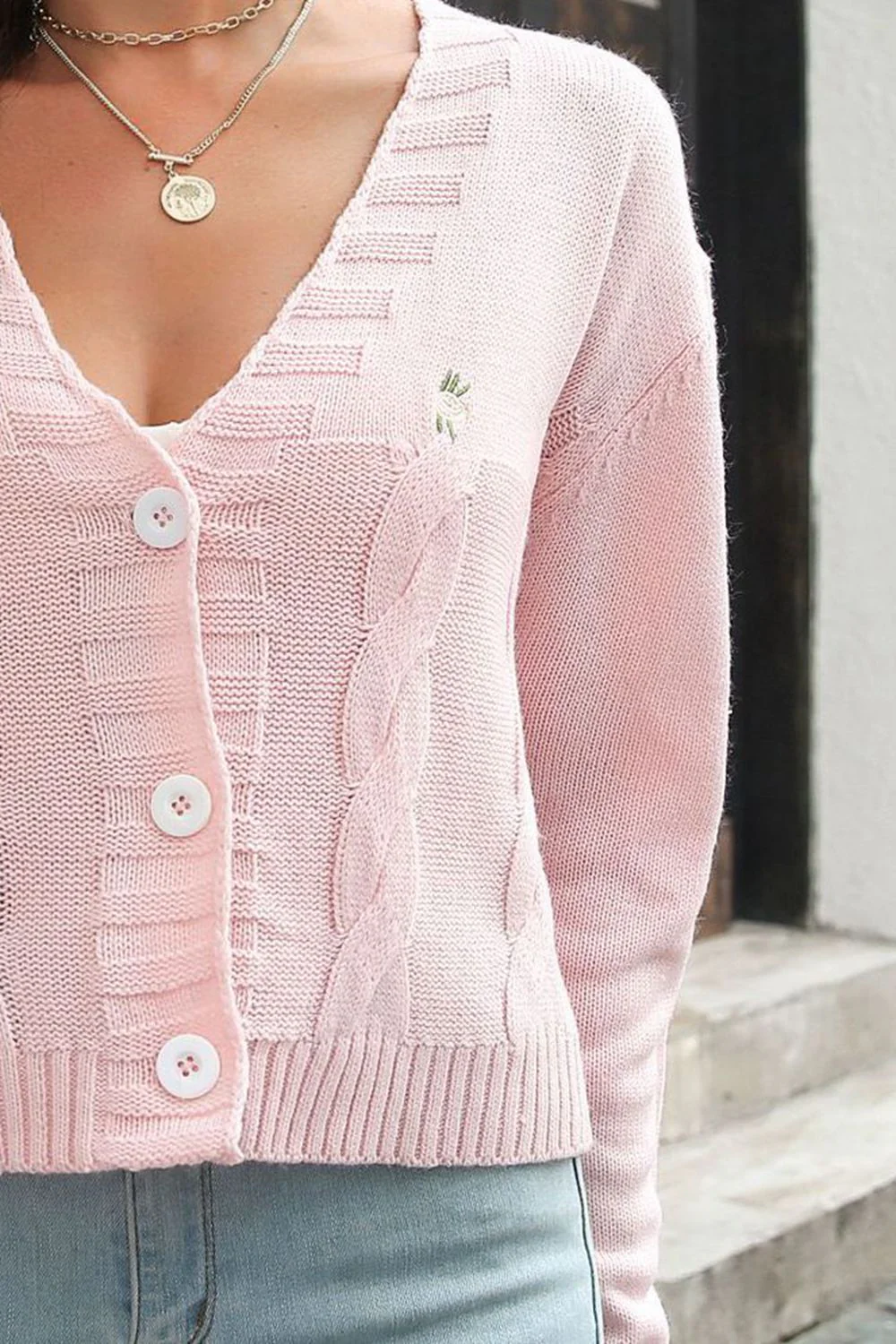 Cable-Knit Button Down Cardigan - Image 6