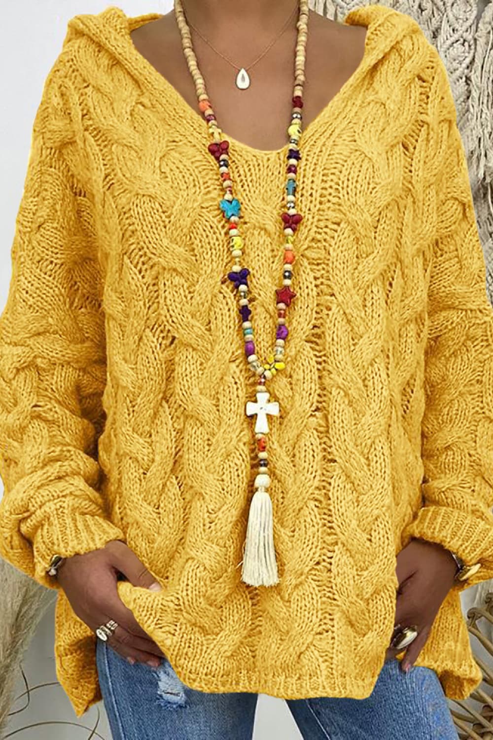 Cable-Knit Hooded Sweater - Image 13