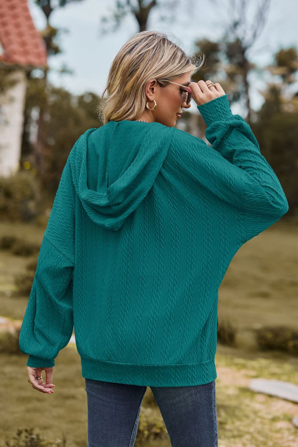 Cable-Knit Long Sleeve Hooded Jacket - Image 12