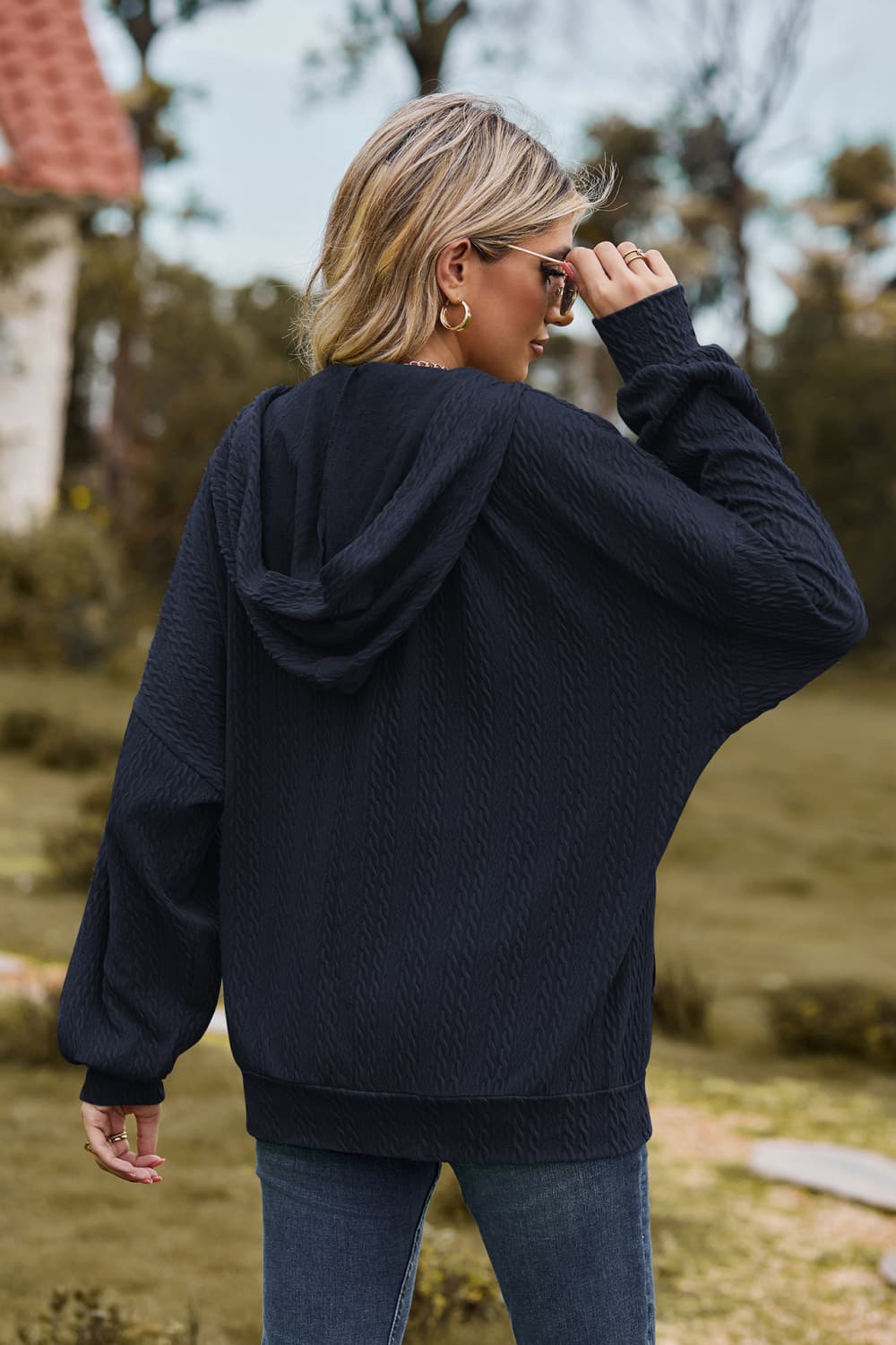 Cable-Knit Long Sleeve Hooded Jacket - Image 18