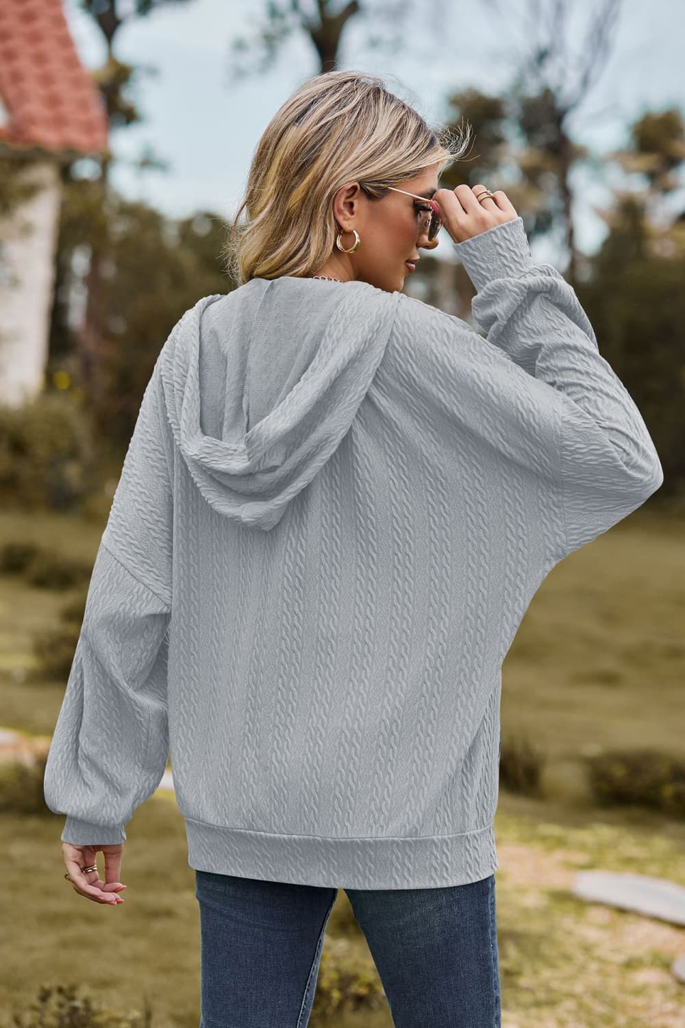 Cable-Knit Long Sleeve Hooded Jacket - Image 21