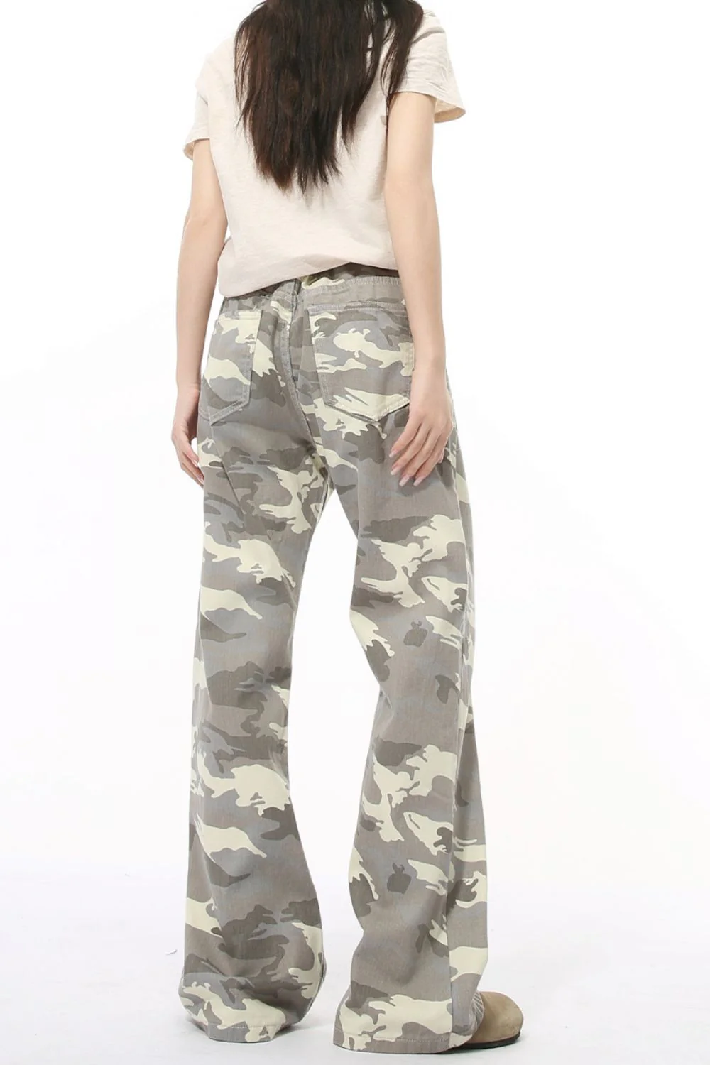 Camouflage Bootcut Jeans with Pockets - Image 3