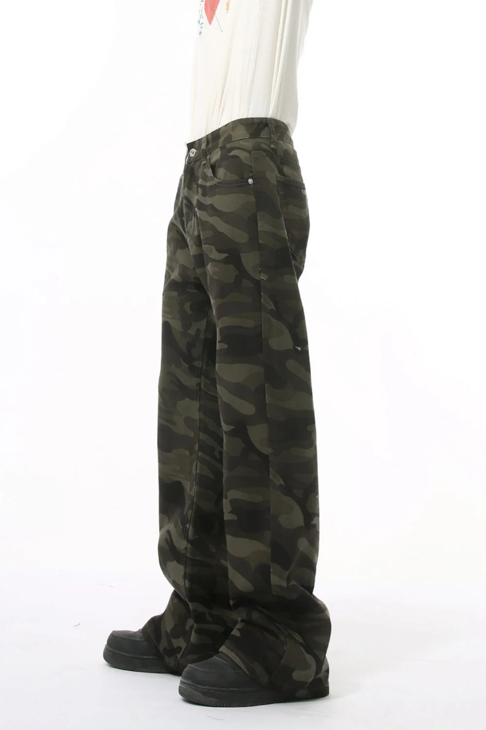 Camouflage Bootcut Jeans with Pockets - Image 4