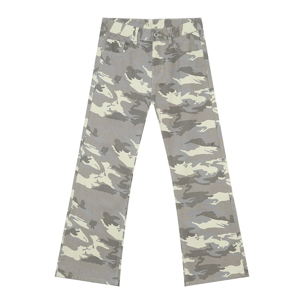 Camouflage Bootcut Jeans with Pockets - Image 5