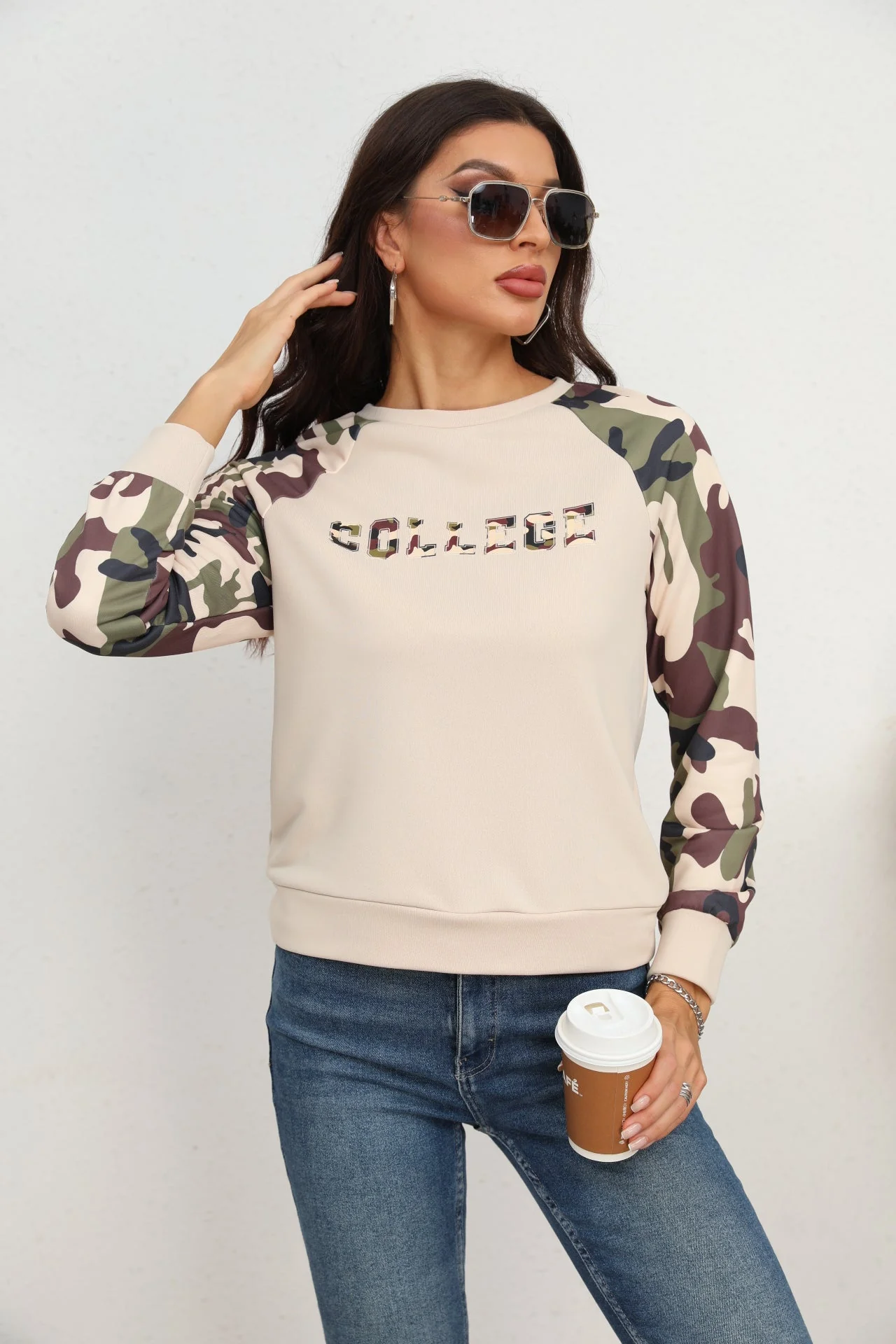 Camouflage Raglan Sleeve Sweatshirt - Image 5