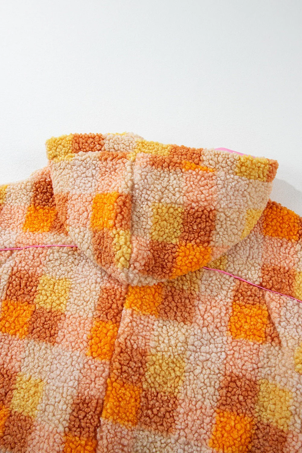 Checkered Long Sleeve Sherpa Hooded Jacket - Image 10
