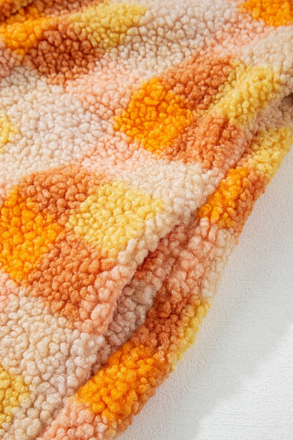 Checkered Long Sleeve Sherpa Hooded Jacket - Image 13