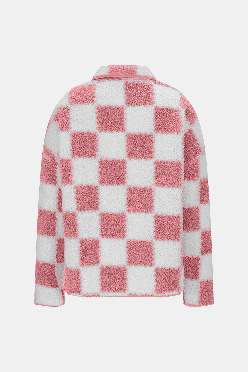 Checkered Snap Down Long Sleeve Teddy Jacket - Image 12
