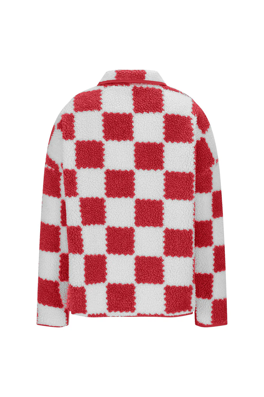Checkered Snap Down Long Sleeve Teddy Jacket - Image 20