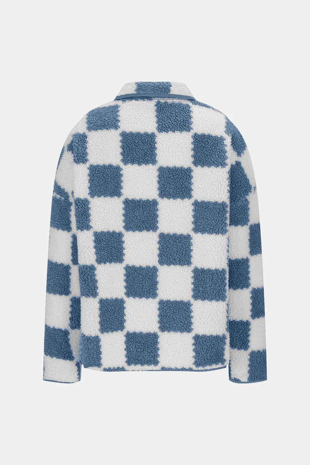 Checkered Snap Down Long Sleeve Teddy Jacket - Image 7