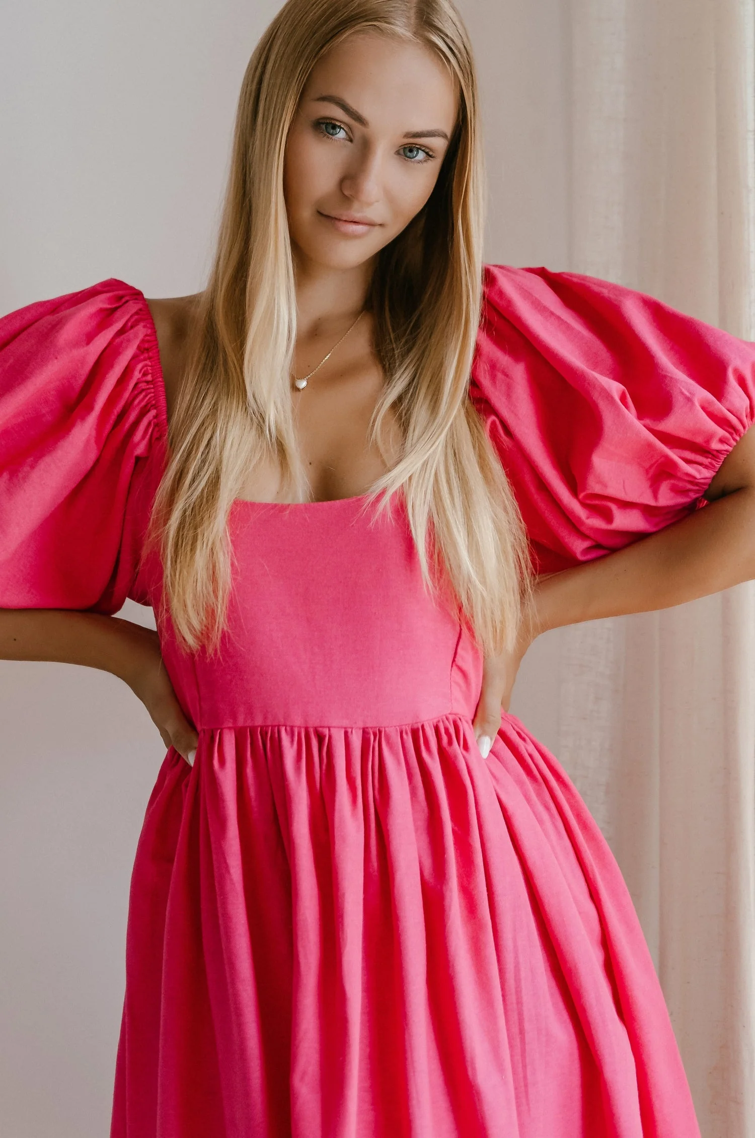 Cherie Puff Sleeve Midi Dress by ELF - Image 49