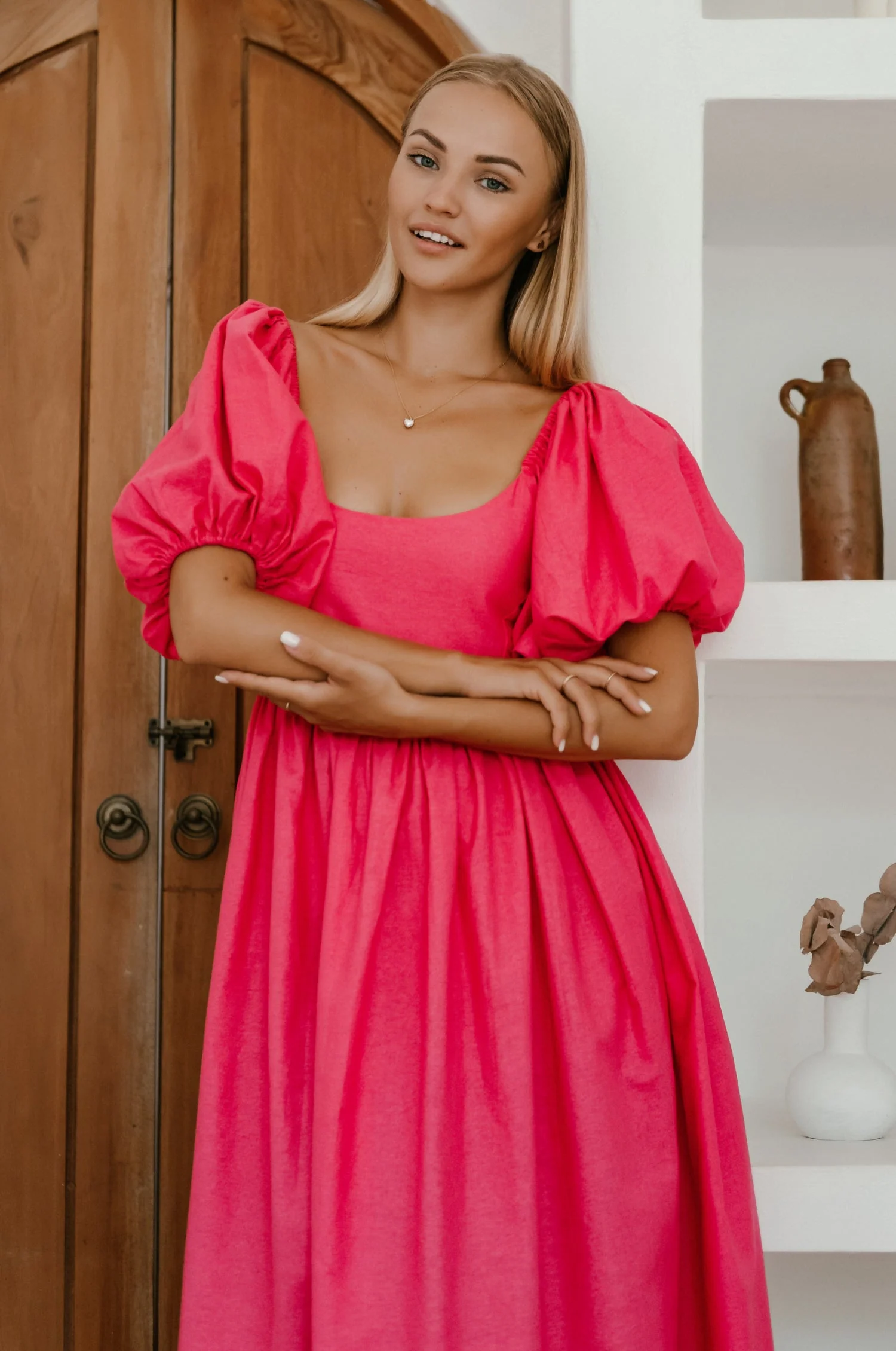Cherie Puff Sleeve Midi Dress by ELF - Image 53