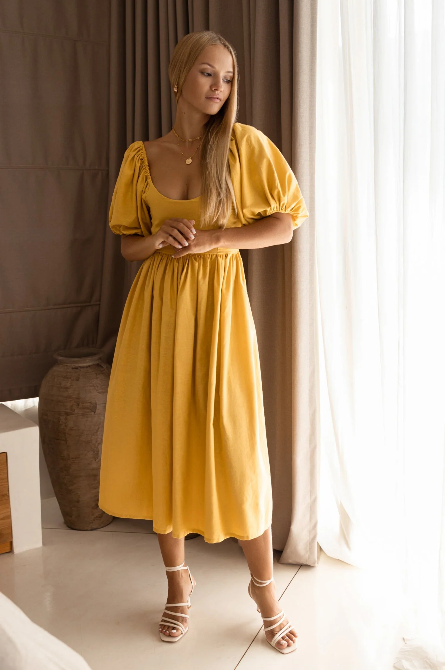 Cherie Puff Sleeve Midi Dress by ELF - Image 61