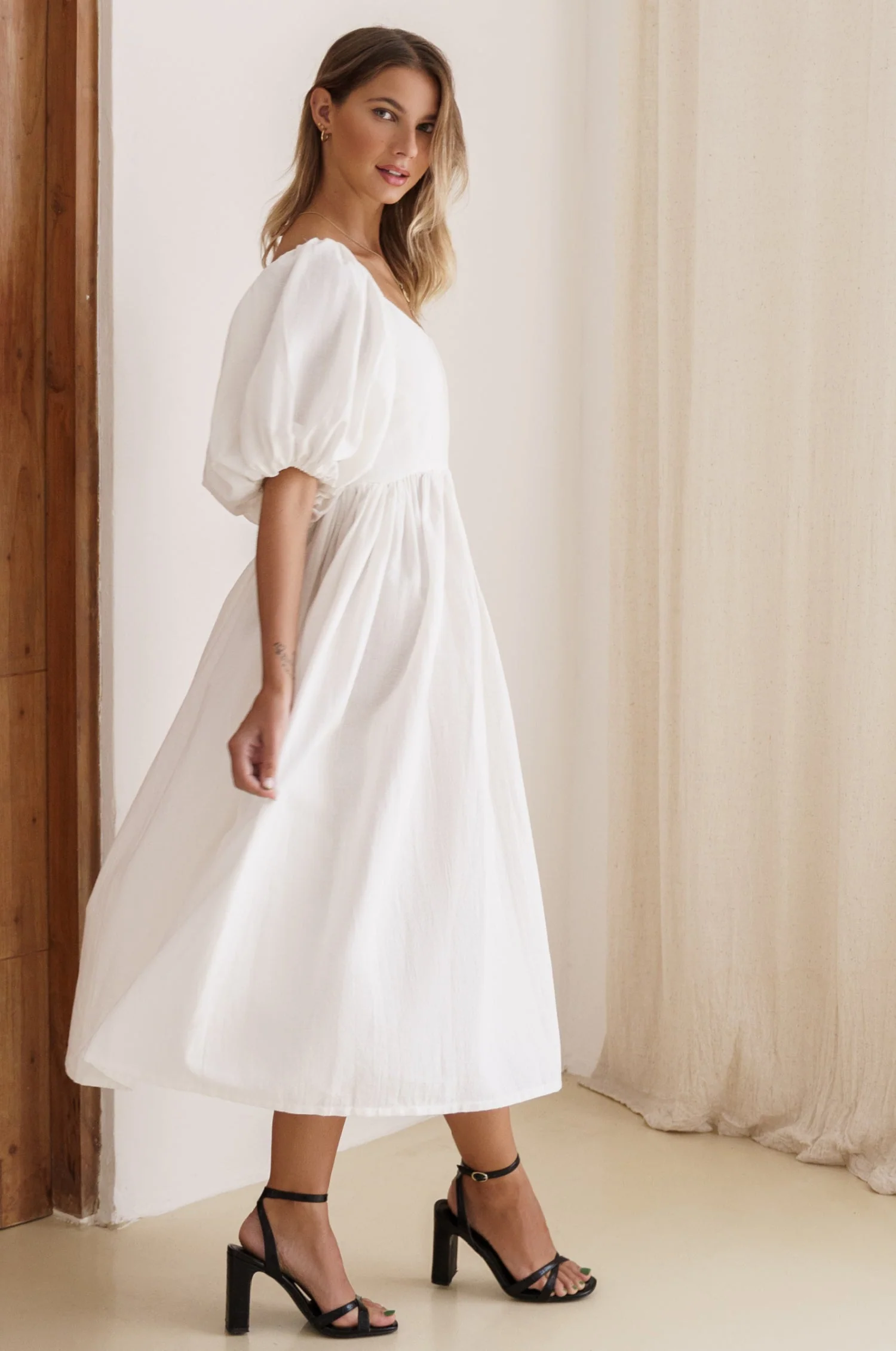 Cherie Puff Sleeve Midi Dress by ELF - Image 38