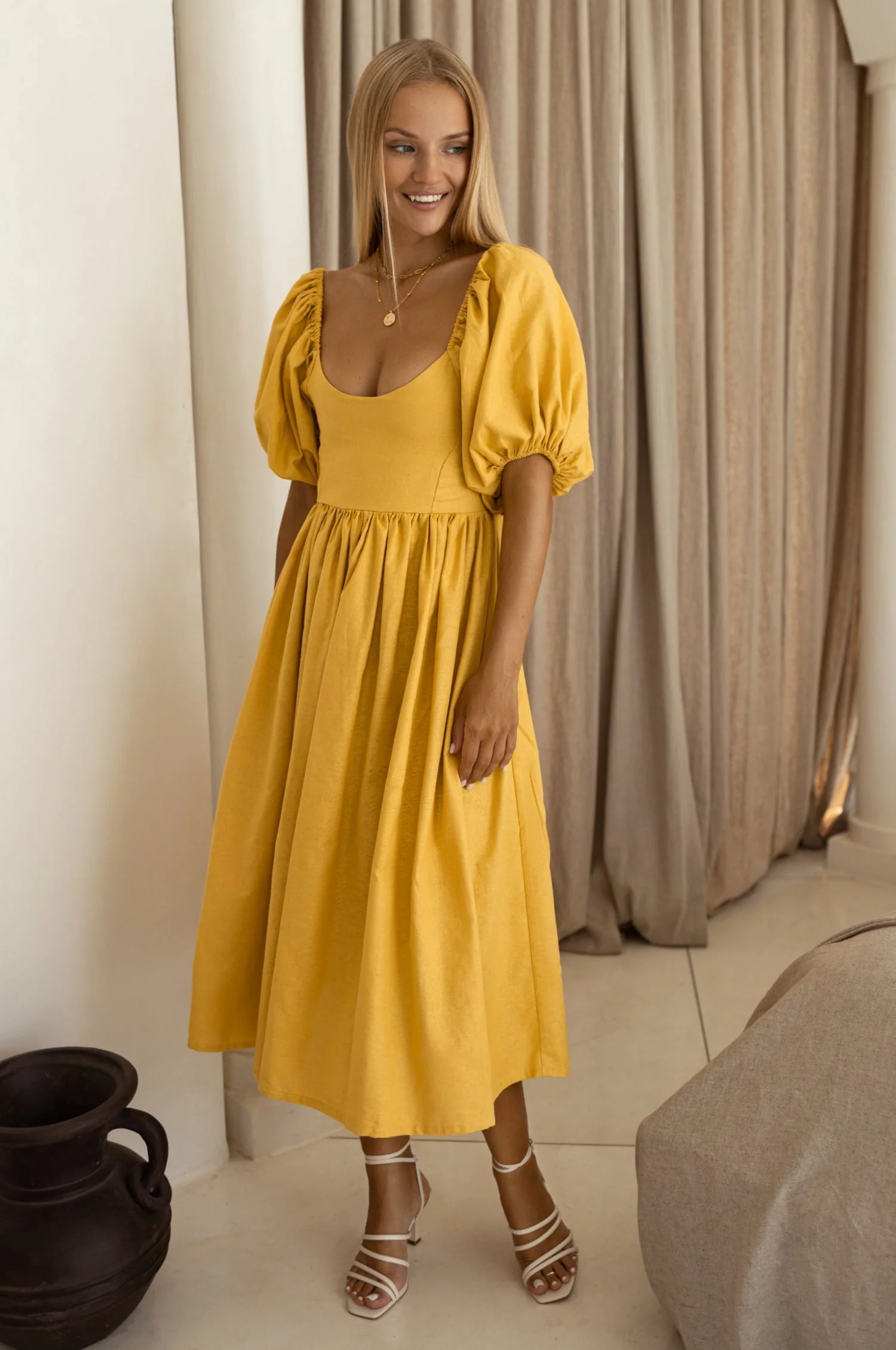 Cherie Puff Sleeve Midi Dress by ELF - Image 4