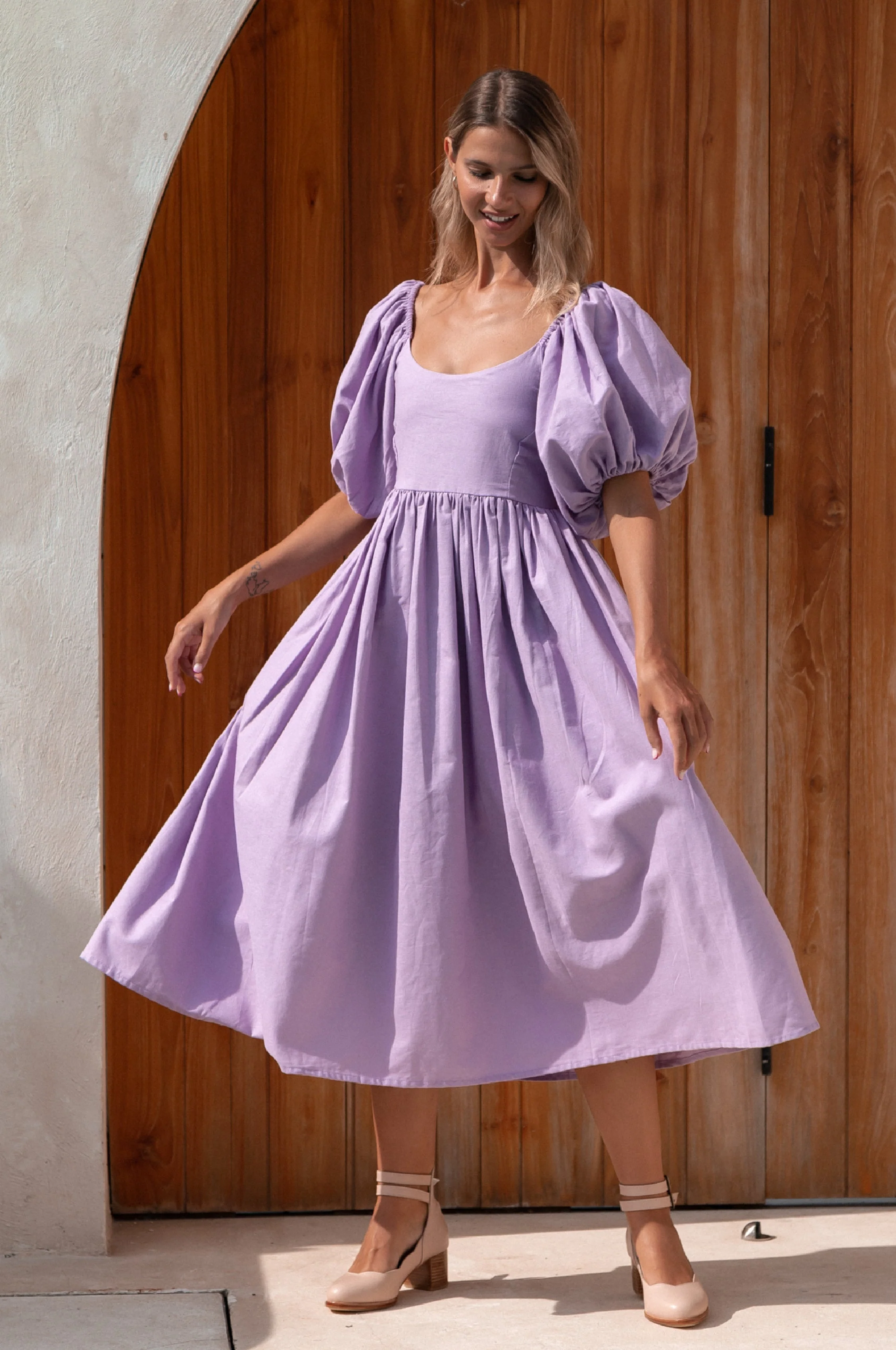 Cherie Puff Sleeve Midi Dress by ELF - Image 50